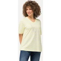Ulla Popken T-Shirt Shirt Ringel Metallic-Tier V-Ausschnitt Halbarm