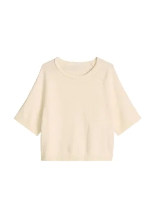 Marc OPolo DENIM - Kurzarm-Pullover regular Creamy White - Gr. - S