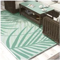 Outsunny Outdoorteppich Wendeteppich Kunststoffteppich mit Tragetasche, Rechteckig, Höhe: 0.3 mm, für Camping, Terrasse, Grün, 365 x 274 cm
