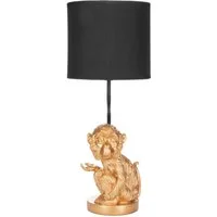 BRUBAKER Nachttischlampe Tischleuchte Kleines Äffchen Gold, Tischlampe, ohne Leuchtmittel, Affe Motiv Lampe mit Keramikfuß, Höhe 52 cm