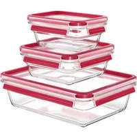 Emsa Frischhaltedose Clip & Close Glas, Glas, Kunststoff, (Set, 3-tlg), 0,45/0,8/2L, gefrier-, backofen-, mikrowellen- und spülmaschinenfest