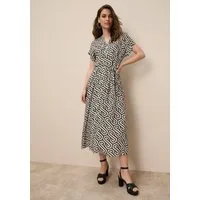 Tamaris Hemdblusenkleid mit tailliertem Bindegürtel und Knopfleiste (Set, 2-tlg., mit Bindegürtel) aus Viskose, für Frühling und Sommer, gemustert, Mitte-Wade-Länge