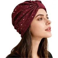 Zaewry Kopftuch Damen Paillettenkopftuch, Glitzer Vorbinde Kopftuch, Weiches Elastisches Kopftuch