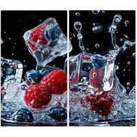 Primedeco Herd-Abdeckplatte Herdabdeckplatte Spritzschutz aus Glas Beeren Eiswürfel, Glas, (2 tlg)