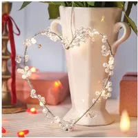 Lights4fun LED Dekolicht LED Herz Deko mit Perlen