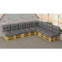 Roysson Garden Palettenkissen Set Wasserdicht Outdoor 13ER SET GRAU (774109), mit Bindebänder
