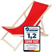 Melko Gartenliege Klappbarer Liegestuhl aus Holz mit Stoffbezug, Rückenlehne verstellbar, Liegestuhl, 1 St., Set bestehend aus 1 klappbaren Liegestuhl mit Stoffbezug, Klappbarer Strandstuhl aus Holz dreistufig verstellbarer Rückenlehne