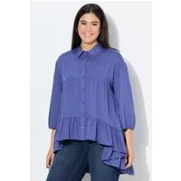 Ulla Popken Tunika Bluse Volantsaum A-Linie Hemdkragen 3/4-Arm