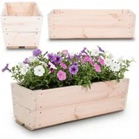 Modo24 Blumenkasten Pflanzkasten aus Holz, Pflanzkübel für Kräuter, Kiefernholz (rechteckiger, für Balkon und Fensterbank), Wetterfest, Stabil & Dekorativ, 3 Größen, 4 Farben