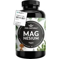 Feel Natural Magnesium hochdosiert Kapseln - 365 Stück (Jahresvorrat) - Kapseln, 1 er aus 4 hochwertigen Verbindungen: -Oxid, Citrat, Bisglycinat & -Malat – vegan & hochdosiert à 365 St., 400mg elementarem Magnesium pro Tagesdosis