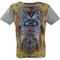 Guru-Shop T-Shirt Mirror T-Shirt - Drittes Auge grau Goa Style, Festival, alternative Bekleidung