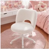 Klyvvo Drehstuhl mit Rollen, Atmungsaktive Kuschelige Teddyfell Schminkstuhl (1 St), höhenverstellbar, für Homeoffice, Büro, Zimmer