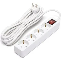 Aigostar mit Schalter Tischsteckdose Kindersicherung 1.5/3/5m Kabel, Weiß Steckdosenleiste (Ein- / Ausschalter, Kabellänge 5 m), Mehrfachsteckdose Verlängerungsleiste Schutzkontakt-Steckdosen