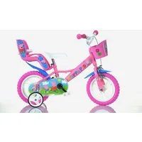 Dino Bikes Kinderfahrrad 12" Peppa Wutz stabiler Stahl-Rahmen, Stützräder, kindgerecht, 1 Gang, mit Stützrädern, Korb und Puppensitz