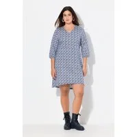 Ulla Popken Jerseykleid Jerseykleid A-Linie Quernaht V-Ausschnitt 3/4-Arm