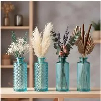 Levandeo® Dekovase, Glasvasen Set Türkis 4er Set 14cm Kleine Blumenvasen Tischdeko