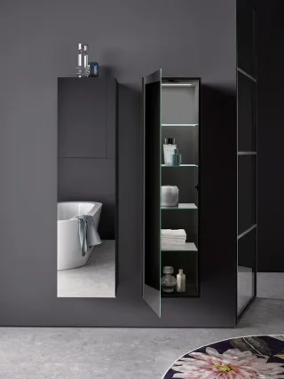 emco Hochschrank evo, mit Doppelspiegeltür, 1500 mm, schwarz/spiegel, 957950901 957950901