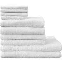 Dyckhoff Handtuch Set Kristall, Walkfrottee (Set, 10-St), mit feiner Bordüre, Duschtücher, Handtücher und Gästetücher