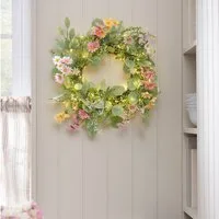 Lights4fun Dekokranz Beleuchteter 40cm LED‑Frühlingskranz mit Gänseblümchen & Timer