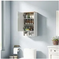 HOMCOM Hängeschrank Badezimmerschrank mit Türen, verstellbaren Ablagen, offenem Fach (Wandschrank, 1-St., Medizinschrank) Wandmontage Weiß 40 x 27 x 77 cm