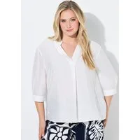 Ulla Popken Tunika Tunika-Bluse Biesen Oversized Stehkragen 3/4-Arm