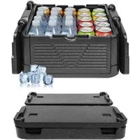 JOYOLEDER Thermobehälter EPP-Thermobox faltbar 43 x 43 x 25 cm, Warmhaltebox, Schwarz, (Thermobox für Essen, Thermobox Kühlbox, Isolier Klappbox, Isolierbox)