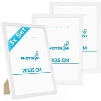 PHOTOLINI Bilderrahmen 3er Set modern mit bruchsicherem Acrylglas, Holz MDF, Fotos & Poster, für 3 Bilder (3er Set), Posterrahmen 20x25 cm zum Aufhängen & Aufstellen