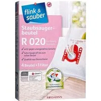 flink & sauber Staubsaugerbeutel R 020, passend für Bosch, Kärcher, Krups, Privileg, Profilo, Protos, Selectine, Severin, Siemens, 4 St., 4-lagiges Vlies, geruchsneutralisierend