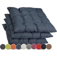 sunnypillow Stuhlkissen 4er Set Stuhlkissen mit Bändern Ontario, Blau