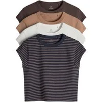The Set T-Shirt The Set Cropped T-Shirts tiefe Ärmel, 4er-Pack (4-tlg)