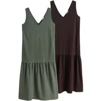 The Set Midikleid The Set Midikleid mit V-Ausschnitt, 2er-Pack (2-tlg)