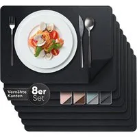 Loco Bird Platzset aus Kunstleder, 8er Set Zweifarbig, 43x30cm Lederoptik, abwischbare Platzdeckchen Kunstleder