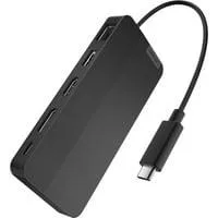 USB-C 3.2 Gen 2 Reisedock für zwei Displays, Adapter schwarz, HDMI, DisplayPort, USB-A, USB-C, LAN