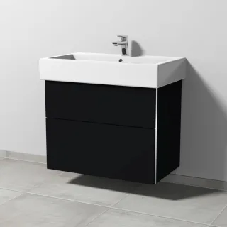 Sanipa 3way Waschtischunterbau zu Duravit Vero Waschtisch mit 2 Auszügen, Schwarz-Matt BS71708