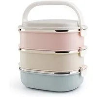 LuxusKollektion Thermobehälter Edelstahl Thermobehälter Speisegefäß Warmhaltebox 3 Etagen Lunchfoods