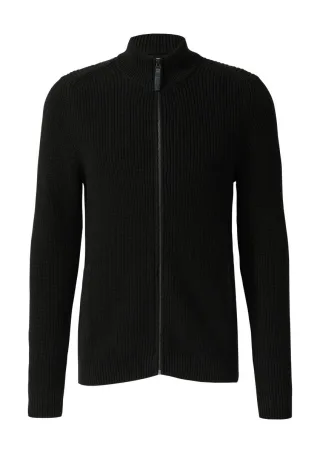 s.Oliver Red Label - Struktur-Strickjacke mit Eingrifftaschen und Reißverschluss schwarz - Gr. - XL