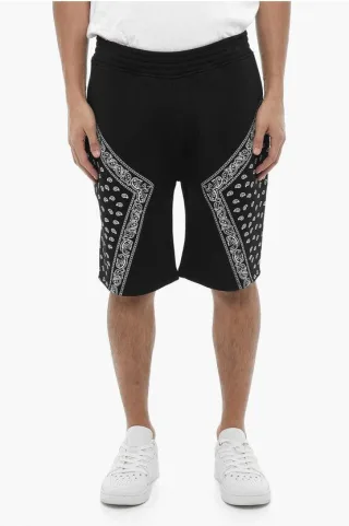 Neopren MODERNIST Bermuda Shorts mit Bandana-Motiv-Details in Schwarz