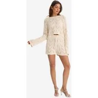Imily Bela Hausanzug Damen Zweiteiliges Strickset (Set, 2 tlg., Locker sitzendes Langarmshirt + Shorts mit Kordelzug)