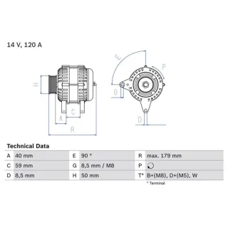 Bosch Lichtmaschine 120A Seat VW 0986038950