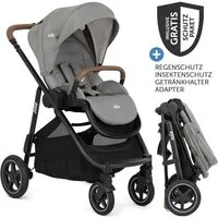 Joie Kinder-Buggy Versatrax - Pebble, Sportwagen mit Liegefunktion & Regenschutz höhenverstellbar bis 22 kg