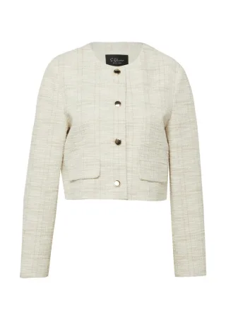 s.Oliver BLACK LABEL - Verkürzte Boucléjacke mit Glitzergarn weiß - Gr. - 40