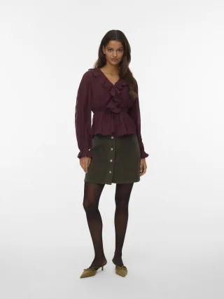 VERO MODA - VMETTA HR SHORT CORD SKATER SKIRT NOOS forest night - Gr. - XL