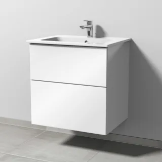Sanipa 3way Waschtischunterbau zu Duravit ME by Starck Waschtisch mit 2 Auszügen, Weiß-Glanz SF72478