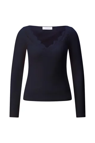 Rich & Royal - Lace Longsleeve midnight blue - Gr. - XL