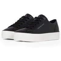 Calvin Klein Jeans BOLD VULC FLATF LOW LTH IN Sneaker, Halbschuh, Schnürschuh, Freizeitschuh mit CK-Logo an der Ferse