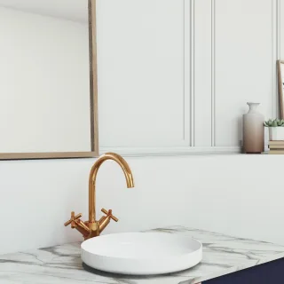 Steinberg Waschtisch-Zweigriffarmatur m. Ablaufgarn., rose gold, 2501500RG, 250.1500RG 2501500RG