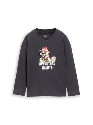 tom tailor kids - Langarmshirt mit Biber-Print coal grey - Gr. - 134