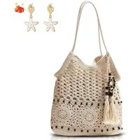 MOPUEA Strandtasche Women's Straw Bag Strandtasche, Bohemian Straw Umhängetasche (1-tlg., Umhängetasche, Strandhandtaschen), Strandtasche, handgefertigt, gewebt, modisch, geflochten