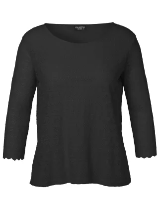 VIA APPIA DUE - T-Shirt Rundhals 3/4 Arm Spitze schwarz - Gr. - 52
