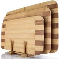 Dimono Schneidebrett 3-teiliges Schneidebrett-Set–Küchenbretter zum Schneiden und Servieren, Bambus, (3er Set, Küchenbrett), Brotzeit-Bretter
